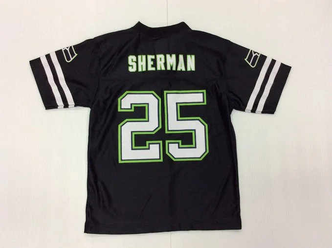 Richard Sherman #25 Seattle Seahawks Black NFL Mid Tier Youth Jersey Refined Men's Hand Richard Sherman #25 Seattle Seahawks Black NFL Mid Tier Youth Jersey Refined Men's Hand