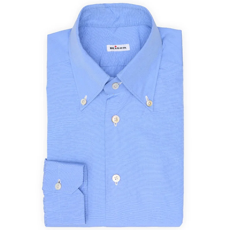 KITON Napoli Handmade Blue Cotton Button-Down Dress Shirt EU 39 NEW US 15.5 Cool Men's Distressed KITON Napoli Handmade Blue Cotton Button-Down Dress Shirt EU 39 NEW US 15.5 Cool Men's Distressed