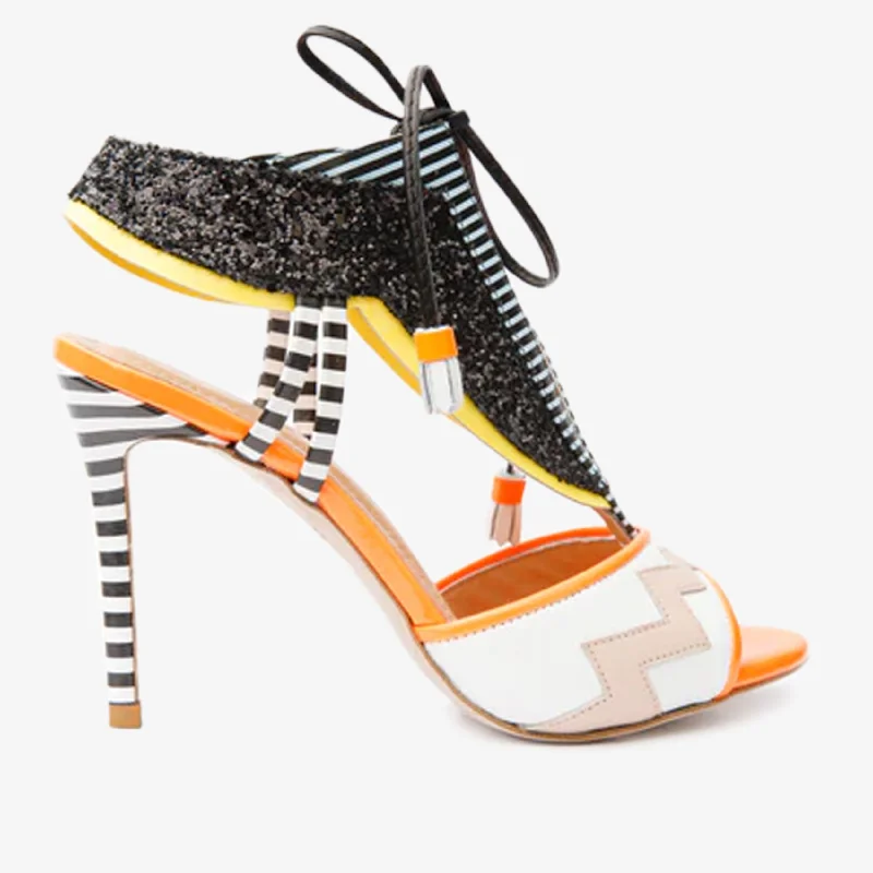 The Santa Amaro Orange Glitter Leather Women Sandal