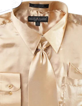 Satin Dress Shirt Convertible Cuff Regular Fit in Taupe With Tie And Pocket Square Traditional Men's Country Satin Dress Shirt Convertible Cuff Regular Fit in Taupe With Tie And Pocket Square Traditional Men's Country