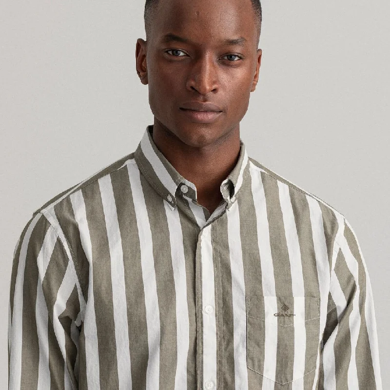 Wide Stripe Poplin Shirt - Racing Green/White | College Blue/White Cclassic Men's Tweed