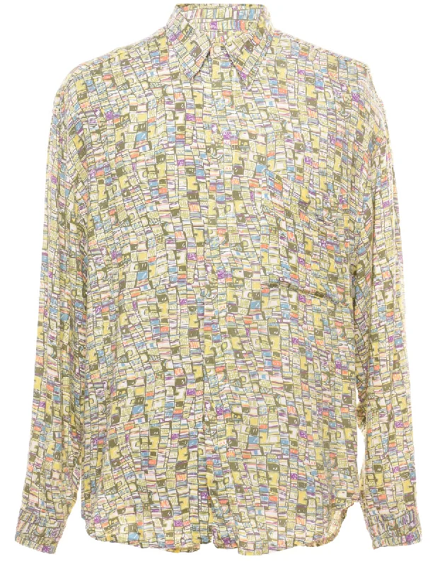 1990s Abstract Print Shirt - L Confident Men's High