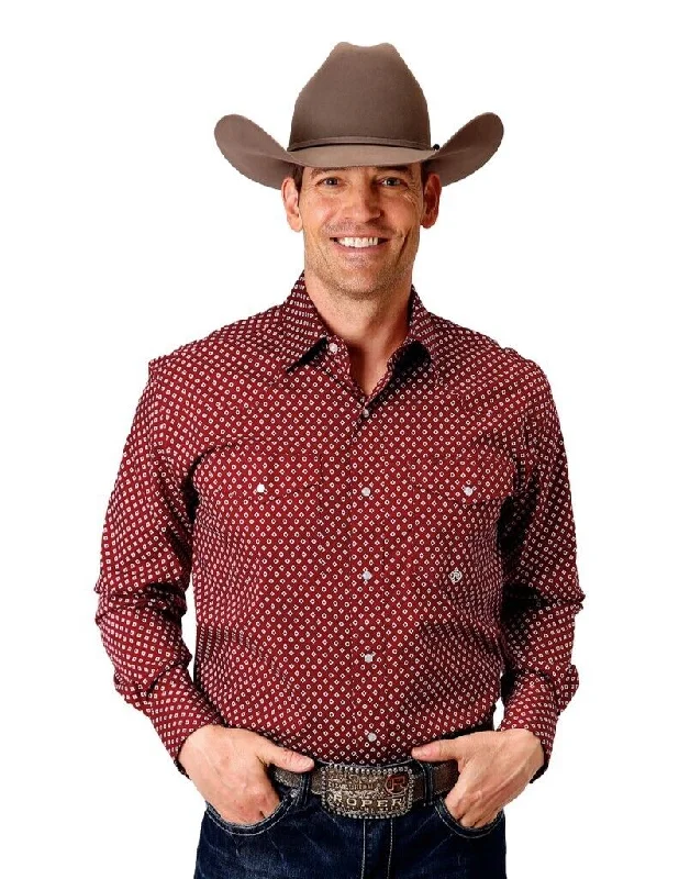 Roper Diamond Wine Men's Western Shirt Tough Men's Tactical