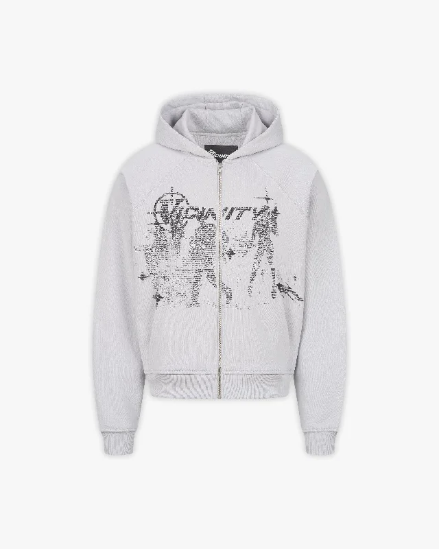 BINARY 2.0 ZIP HOODIE LIGHT GREY Minimalist Men's Casual 