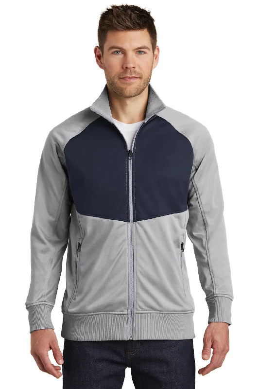 The North Face Mens Tech Full Zip Fleece Jacket - Mid Grey/Urban Navy Blue - Closeout Unique Men's Patch