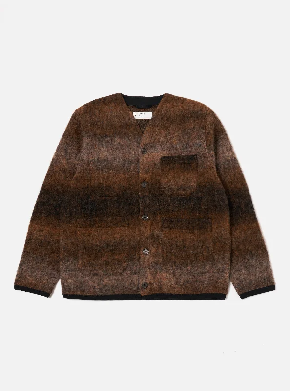Universal Works Cardigan in Brown Ombre Fleece Tough Men's Tactical