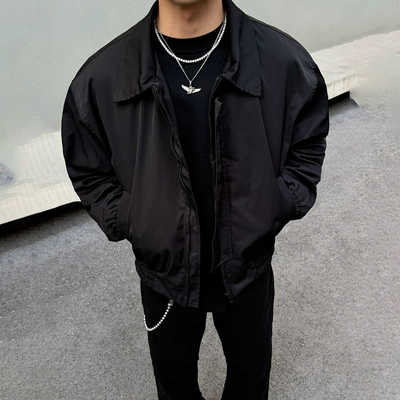 Black Full Zip Bomber Jacket Laid