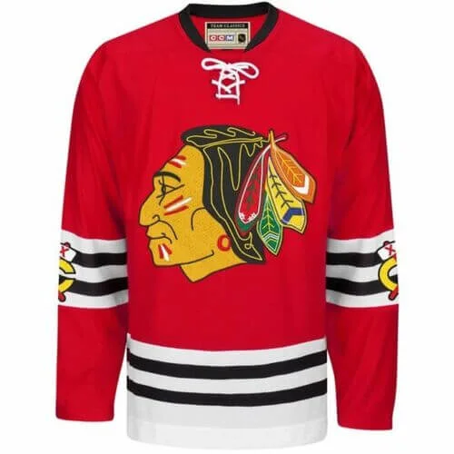 Chicago Blackhawks NHL Official CCM Throwback Premier Edge Jersey Retro Style Streetwear Style Chicago Blackhawks NHL Official CCM Throwback Premier Edge Jersey Retro Style Streetwear Style