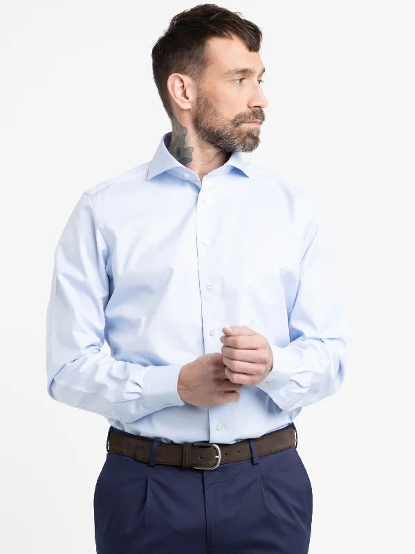 Blue Fitted Body Dress Shirt Cozy Men's Sherpa