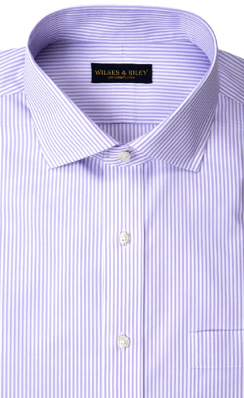 Classic Fit Lavender Bengal Stripe English Spread Collar Supima® Cotton Non-Iron broadcloth Dress Shirt Classic Men's Pin Classic Fit Lavender Bengal Stripe English Spread Collar Supima® Cotton Non-Iron broadcloth Dress Shirt Classic Men's Pin
