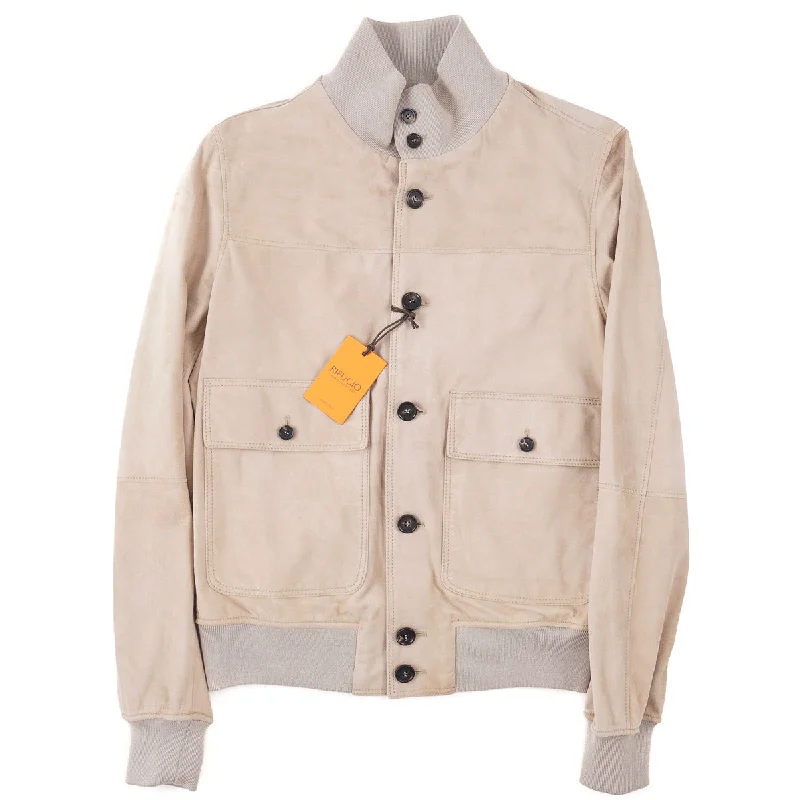 Rifugio Unlined Suede Bomber Jacket Unique Men's Patch
