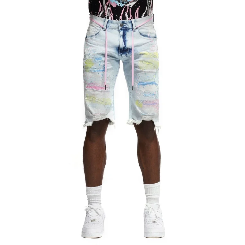 12" Slim Color Stitch Jean Shorts - Plaster Blue Modern Men's Tech