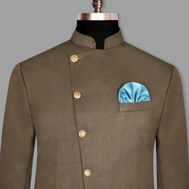 Espresso Brown Cross Placket Bandhgala/Mandarin wool blend Blazer Dynamic Men's Moto Espresso Brown Cross Placket Bandhgala/Mandarin wool blend Blazer Dynamic Men's Moto