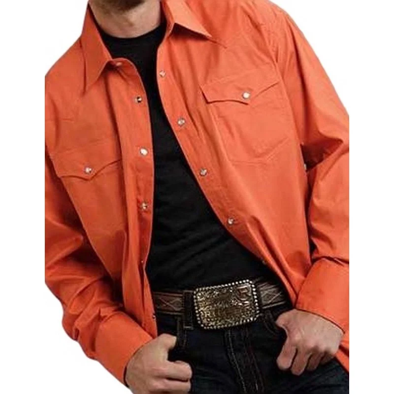 Roper Orange Men's Western Shirt Classic Men's Pin
