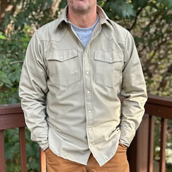Heavyweight Khaki Work Shirt - Made in USA Edgy Men's Punk