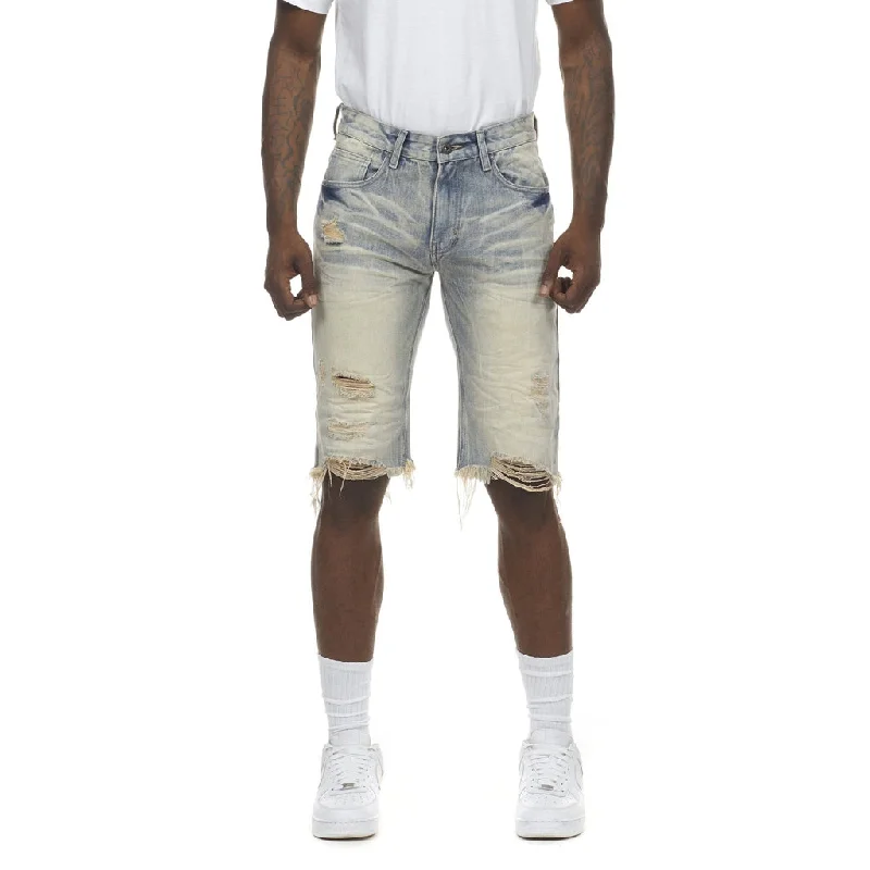 12" Slim Basic Jean Shorts - Pastel Blue Preppy Men's College