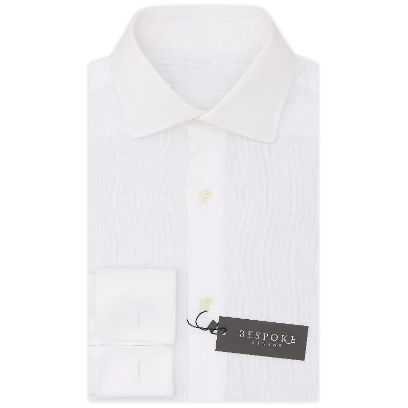 BESPOKE ATHENS Handmade White Dobby Cotton French Cuff Shirt EU 38 NEW US 15 Dynamic Men's High BESPOKE ATHENS Handmade White Dobby Cotton French Cuff Shirt EU 38 NEW US 15 Dynamic Men's High