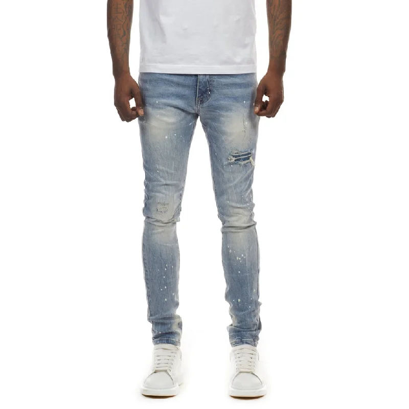 Super Skinny Rip and Repair Jeans - Franklin Blue Unique Men's Patch
