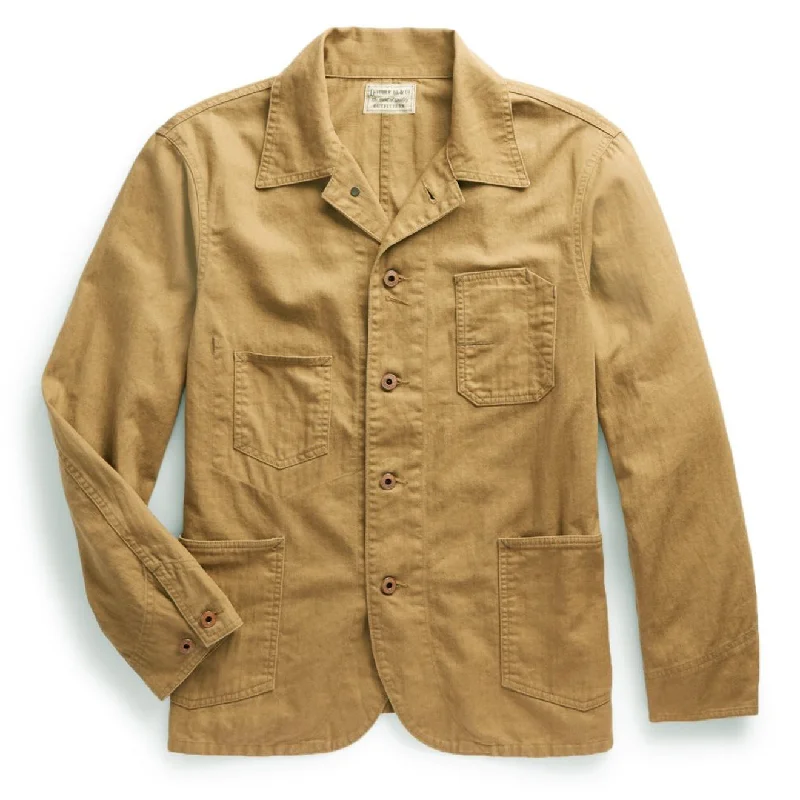 RRL by Ralph Lauren Linen-Cotton Herringbone Chore Jacket Khaki Refined Men's Hand