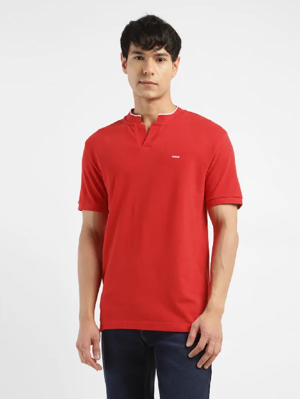 Men's Solid Slim Fit Henley Neck T-Shirt Modern Men's Geometric