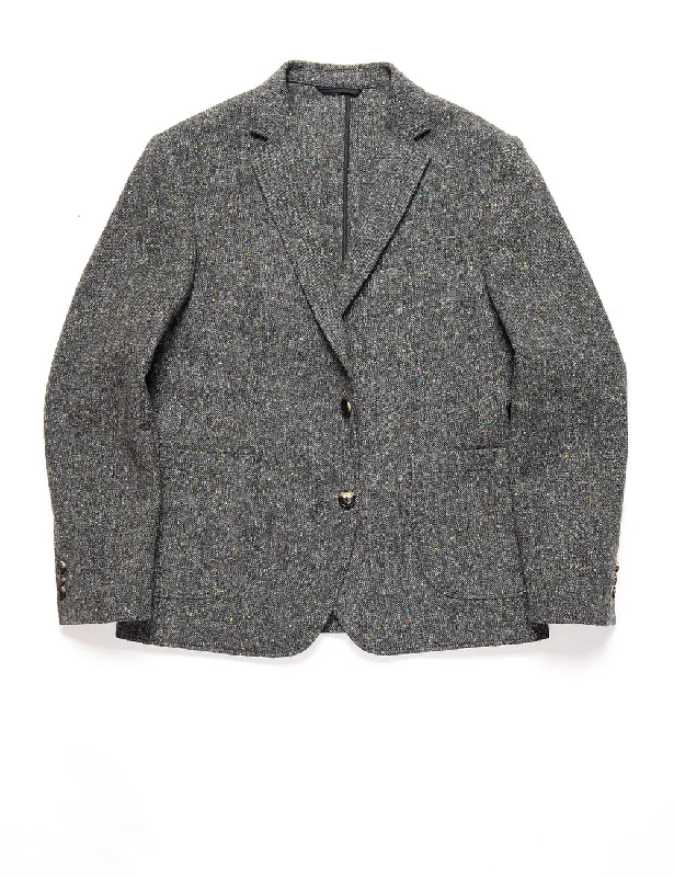 BKT35 Unstructured Jacket in Flecked Donegal Tweed - Lead Gray Cclassic Men's Tweed BKT35 Unstructured Jacket in Flecked Donegal Tweed - Lead Gray Cclassic Men's Tweed