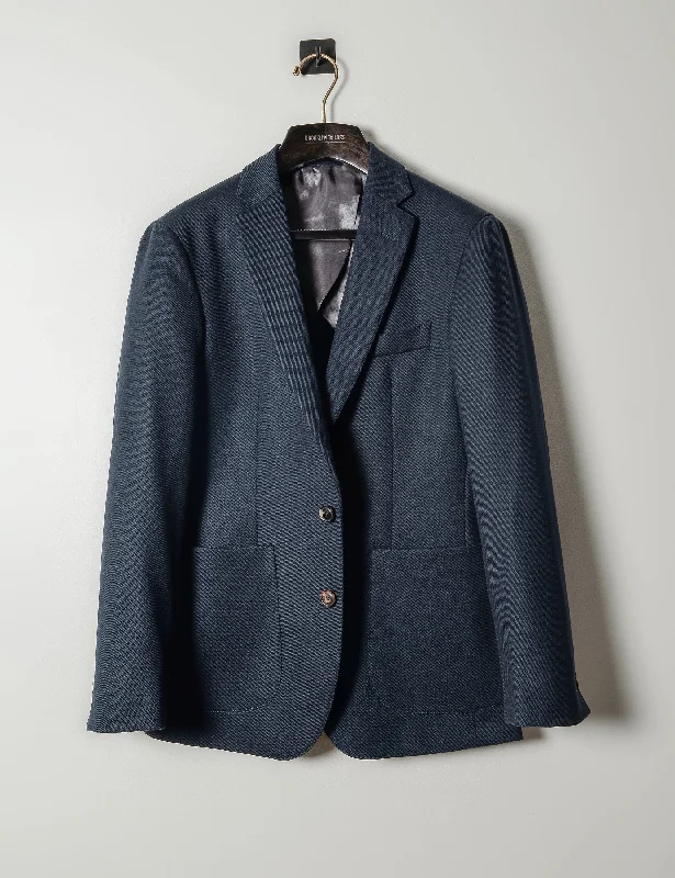 BKT35 Unstructured Jacket in 15oz Wool Twill - Midnight Sophisticated Men's French