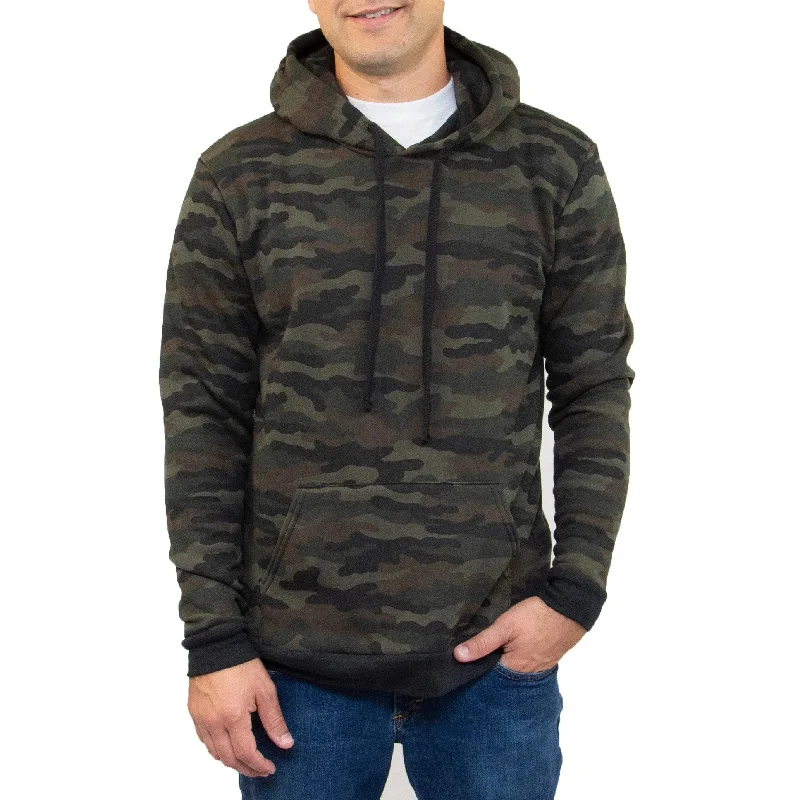 Camo Fleece Pullover Hoodie Monochromatic Office Style