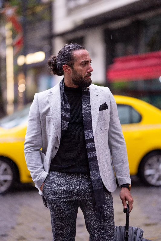 Brabion Liam Gray Slim Fit Notch Lapel Blazer - Versatile Tailored Jacket Vacation Brabion Liam Gray Slim Fit Notch Lapel Blazer - Versatile Tailored Jacket Vacation