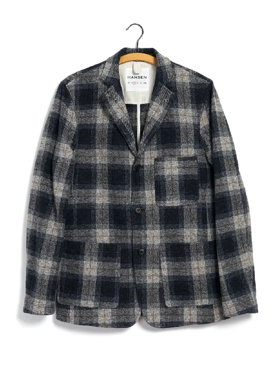 CHARLIE 28-33-5 | Easy Three Button Blazer | Blue Grey Checks Hip Men's Retro