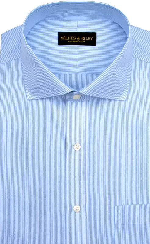 Classic Fit Blue Stripe English Spread Collar Supima® Cotton Non-Iron Twill Dress Shirt Refined Men's Classic Classic Fit Blue Stripe English Spread Collar Supima® Cotton Non-Iron Twill Dress Shirt Refined Men's Classic