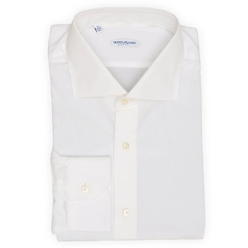 VINCENZO DI RUGGIERO Handmade White Cotton Dress Shirt EU 46 NEW US 18 Minimalist Men's Casual VINCENZO DI RUGGIERO Handmade White Cotton Dress Shirt EU 46 NEW US 18 Minimalist Men's Casual