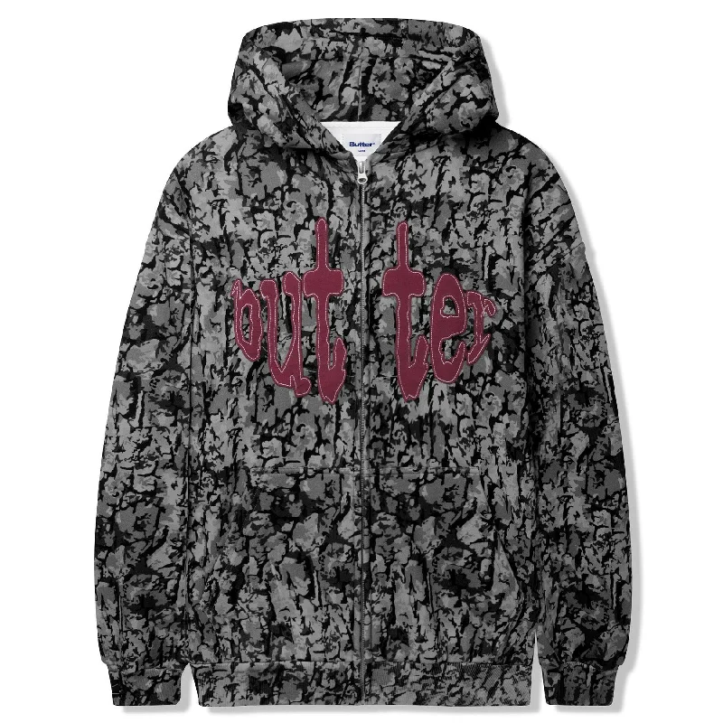 Butter Goods Frenzy Zip-Thru Hood Grey Camo Youthful Men's Anime
