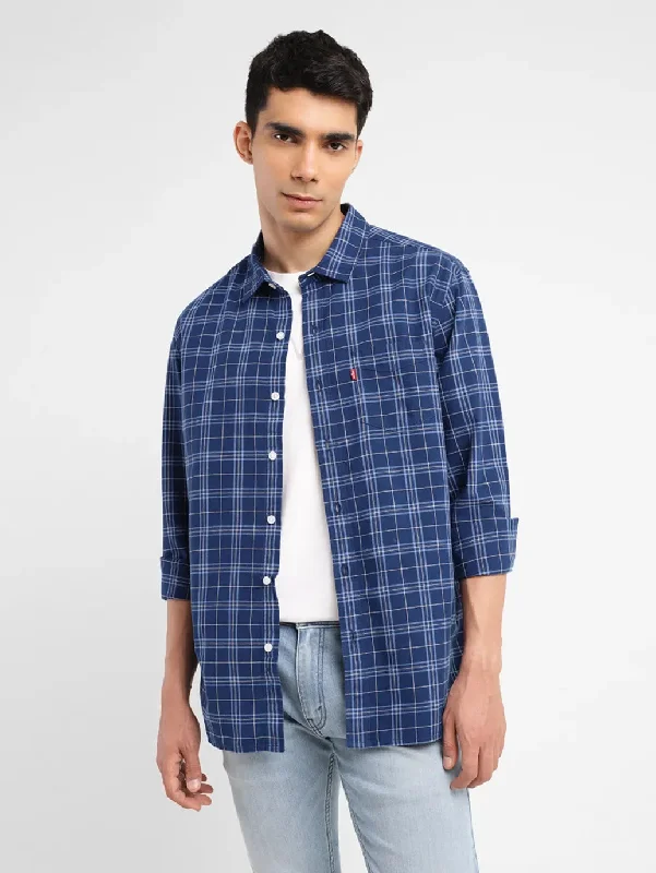 Men's Checkered Slim Fit Shirt Elegant Men's Formal 