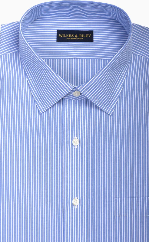 Classic Fit Blue Reverse Stripe Spread Collar Supima® Cotton Non-Iron broadcloth Dress Shirt Gym Classic Fit Blue Reverse Stripe Spread Collar Supima® Cotton Non-Iron broadcloth Dress Shirt Gym
