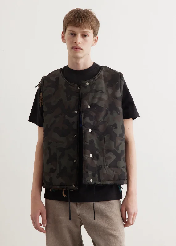 Camouflage Reversible Knit Vest Cool Men's Distressed