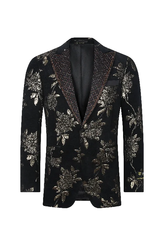 Midnight Bloom Floral Blazer Trendy Men's Oversized