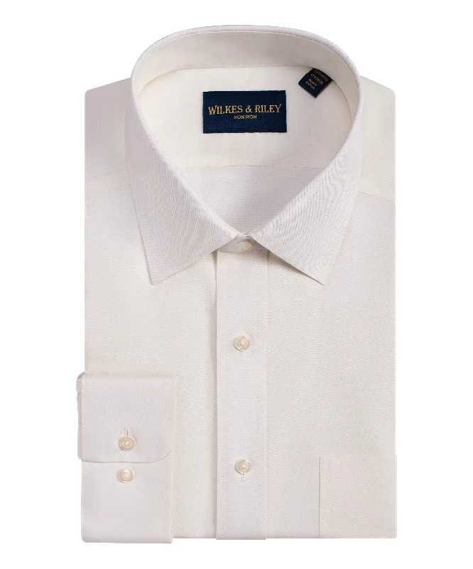 Tailored Fit Ecru Spread Collar Non-Iron Pinpoint Oxford Dress Shirt Vintage Men's 1970S Disco Tailored Fit Ecru Spread Collar Non-Iron Pinpoint Oxford Dress Shirt Vintage Men's 1970S Disco