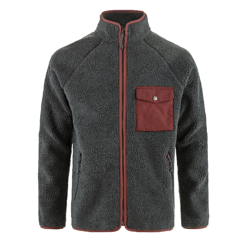 Fjallraven Vardag Pile Fleece Dark Grey / Maroon Sleek Men's Contemporary 