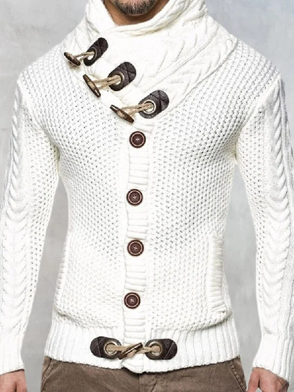 Fashion Knitted High Collar Button Sweater Artistic Men's Avant