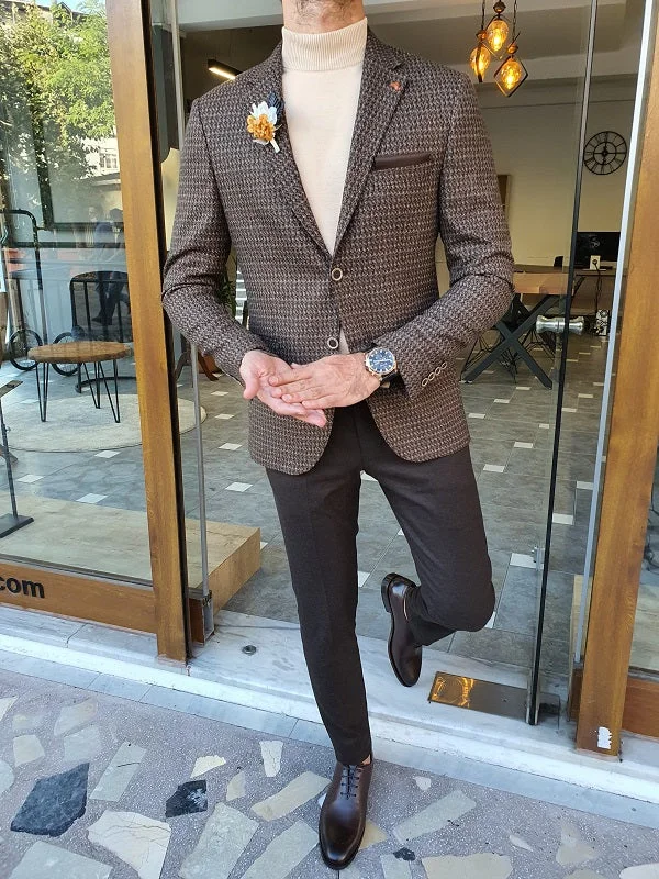 Eros Brown Slim Fit Blazer: A Versatile Tailored Jacket for Any Occasion Stylish Men's Tropical Eros Brown Slim Fit Blazer: A Versatile Tailored Jacket for Any Occasion Stylish Men's Tropical