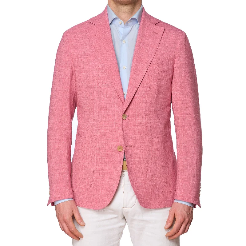 SARTORIA PARTENOPEA Pink Linen Unlined Jacket NEW Current Model Minimalist Men's Casual SARTORIA PARTENOPEA Pink Linen Unlined Jacket NEW Current Model Minimalist Men's Casual