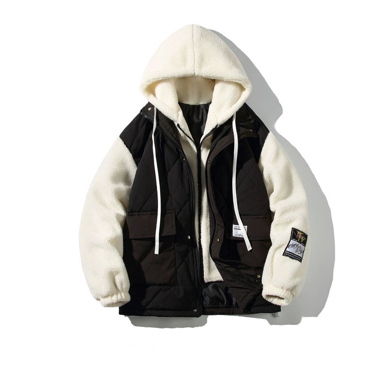 Hooded Retro Lambskin Insulated Jacket Dapper Men's Bow