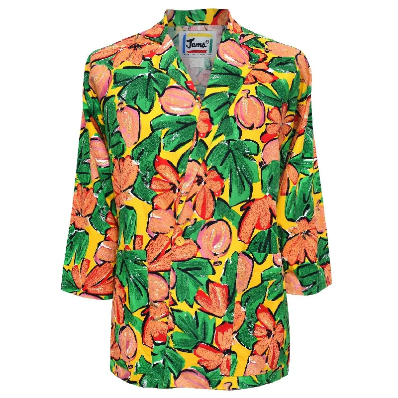 1980's Original Jams Surf Line International Blazer - Yellow Floral Dapper Men's Bow 1980's Original Jams Surf Line International Blazer - Yellow Floral Dapper Men's Bow