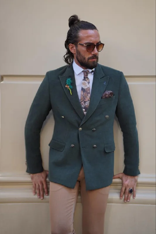 Avion Green Slim Fit Peak Lapel Blazer - Elevate Your Wardrobe Trendy Men's Scandinavian Avion Green Slim Fit Peak Lapel Blazer - Elevate Your Wardrobe Trendy Men's Scandinavian