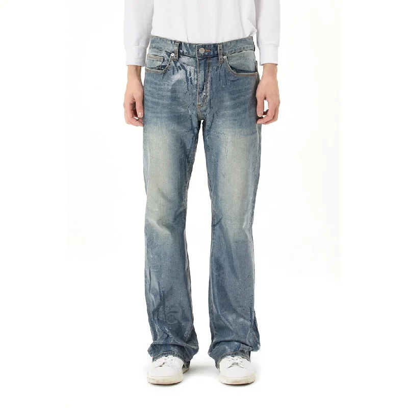 Lazy Bootcut Clear Foil Jeans - Clear Foil Blue Cool Men's Skate