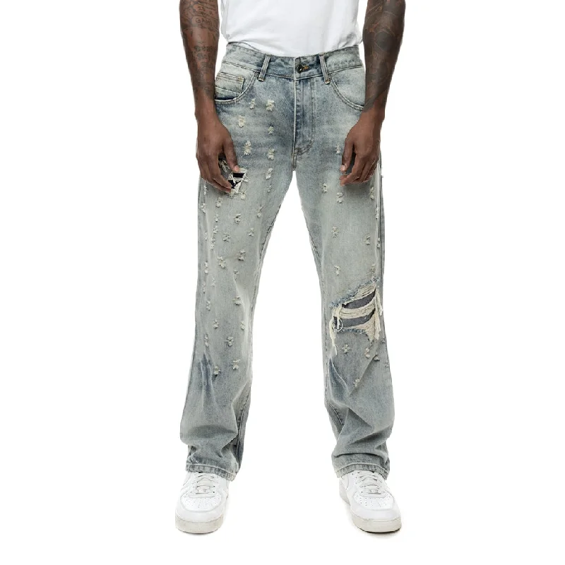 Semi Wide Shotgun Jeans - Industrial Blue Dynamic Men's Moto