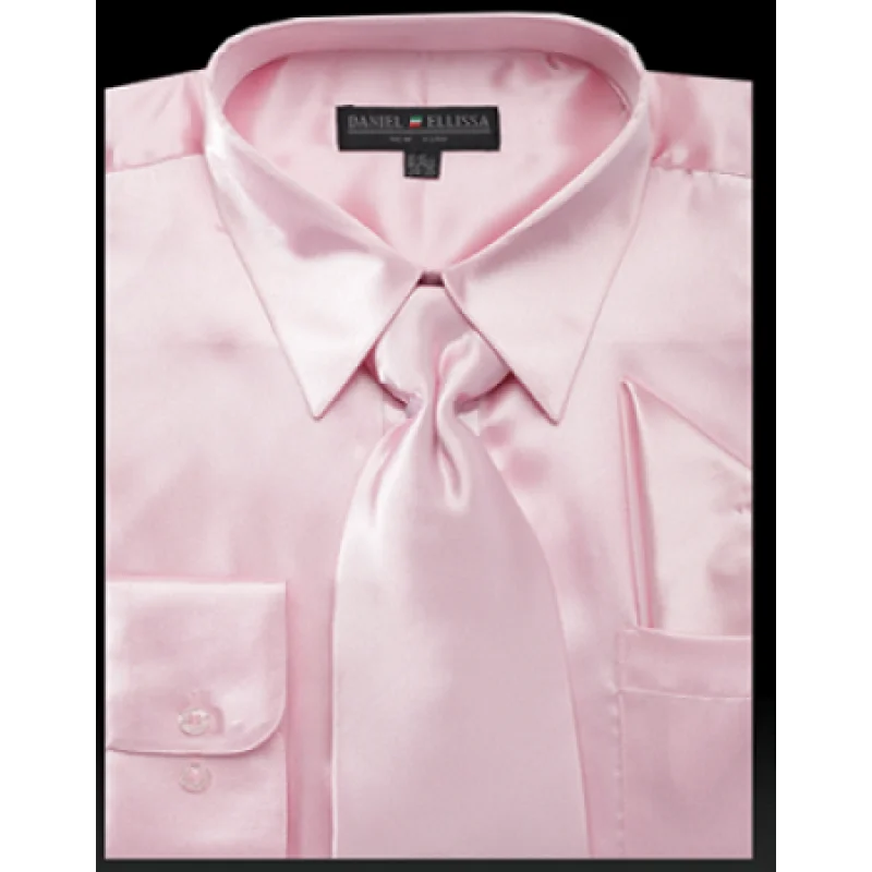 Satin Dress Shirt Convertible Cuff Regular Fit in Pink With Tie And Pocket Square Cclassic Men's Tweed Satin Dress Shirt Convertible Cuff Regular Fit in Pink With Tie And Pocket Square Cclassic Men's Tweed