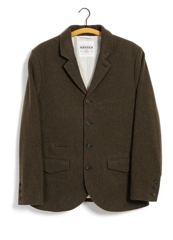 ANKER | Four Button Classic Blazer | Brown Herringbone Vintage Men's 1970S Disco