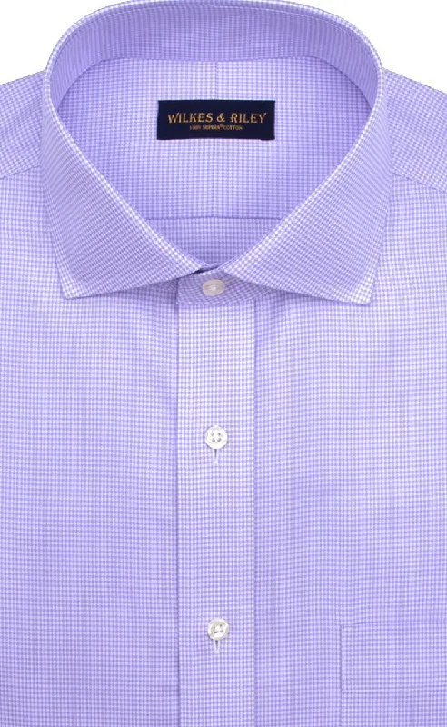 Classic fit Purple Houndstooth English Spread Collar Supima® Cotton Non-Iron Twill Dress Shirt Dapper Men's 1920S Classic fit Purple Houndstooth English Spread Collar Supima® Cotton Non-Iron Twill Dress Shirt Dapper Men's 1920S