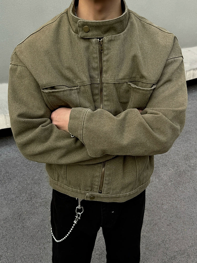 Army Green Crewneck Jacket Gym